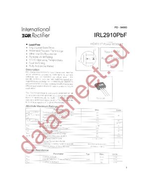 IRL2910PBF datasheet  